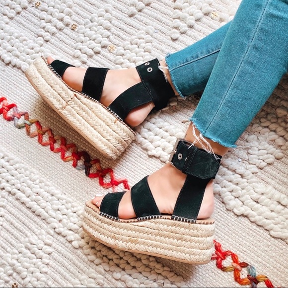 rag & bone Shoes - Rag & Bone Tara Black Suede Espadrille Platforms